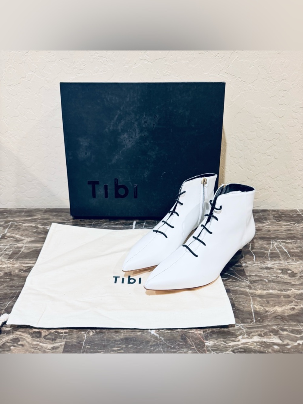 NEW Tibi Asher White Leather Booties